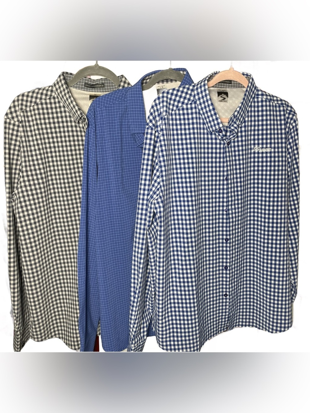 Sig Sauer Bundle of 3 Multicolor Blue Nylon Storm Creek Button Down Shirt (LG)